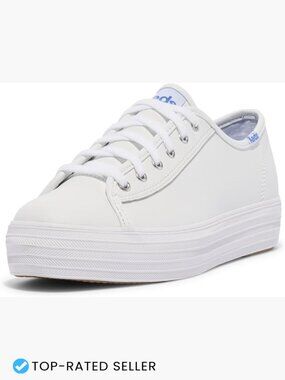 White Leather Platform Sneakers Chic Casual Lace Up Comfort Walking Shoes
